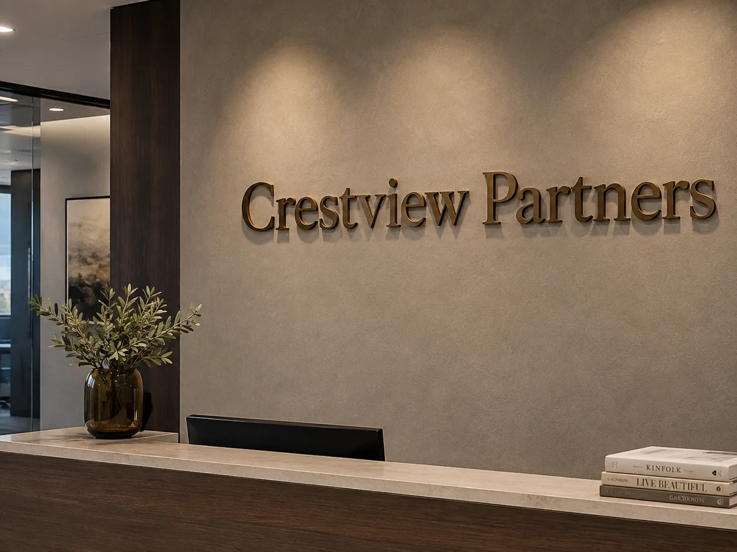 Crestview Partners bronze dimensional sign — conceptual wood-sign and dimensional-sign design inspiration