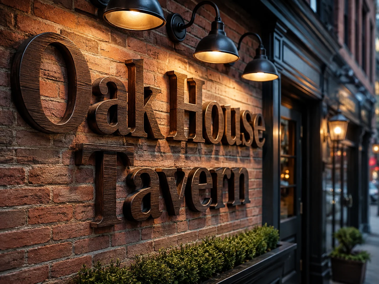 Oak House Tavern rustic wall sign — conceptual wood-sign and dimensional-sign design inspiration