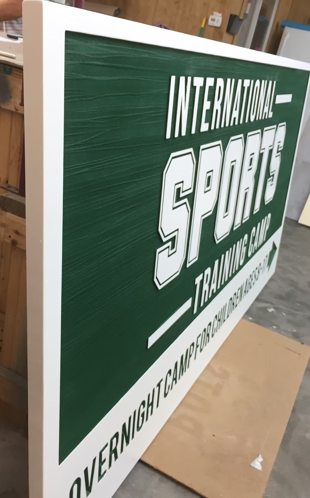 Parking Directional Sign Community Property custom wood-look sign with carved and dimensional details