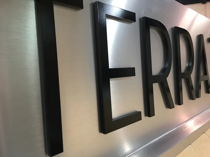 Black Dimensional Office Wall Letters custom wood-look sign