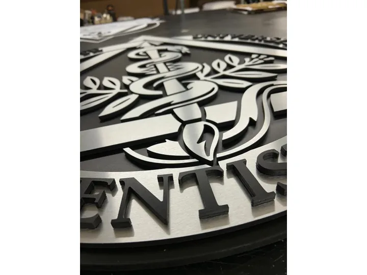 Black White Layered Mascot Logo Components custom wood-look sign