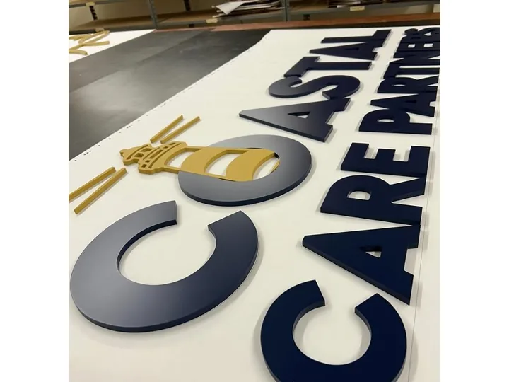 Blue Gold Dimensional Business Letter Set custom wood-look sign