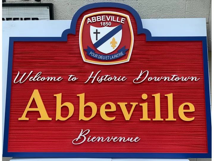 City Abbeville Welcome Sign Dimensional Border Lettering custom wood-look sign