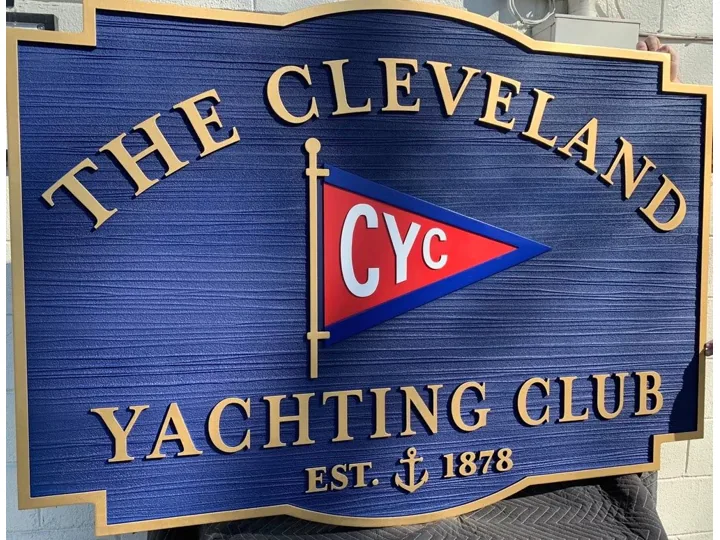 Cleveland Yachting Club Dimensional Carved custom wood-look sign