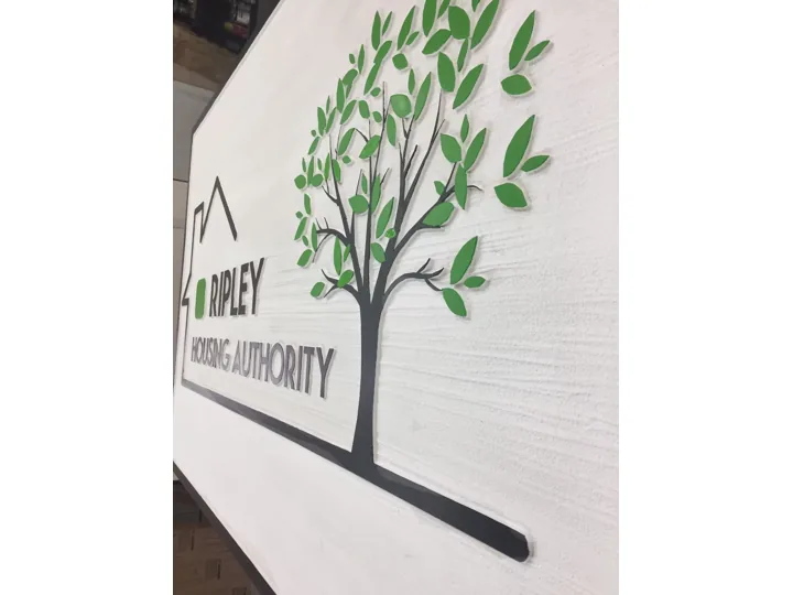 Community Tree Logo Dimensional Wall custom wood-look sign