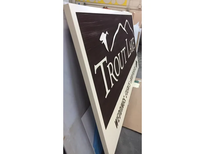 Custom Hanging Property custom wood-look sign