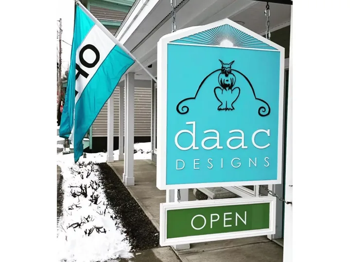 Daac Designs Hanging Storefront custom wood-look sign