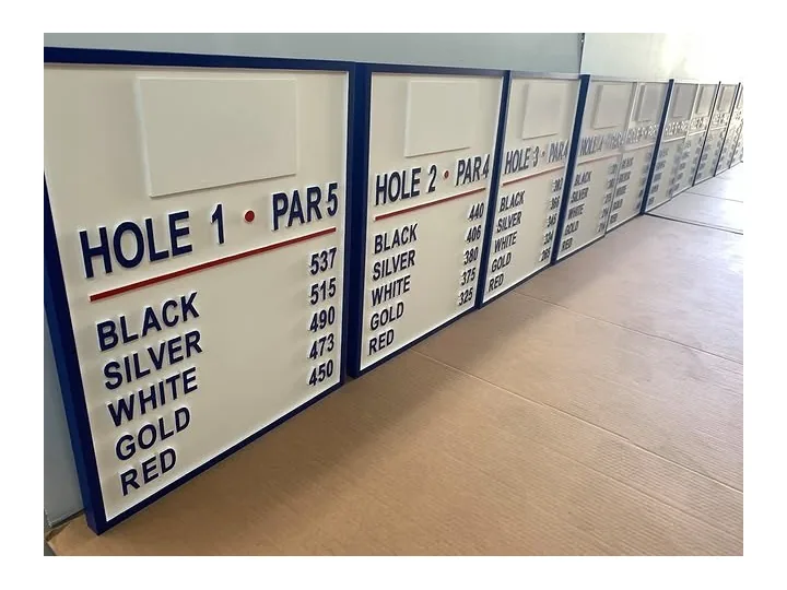 Golf Course Hole Scoreboard Signs custom wood-look sign