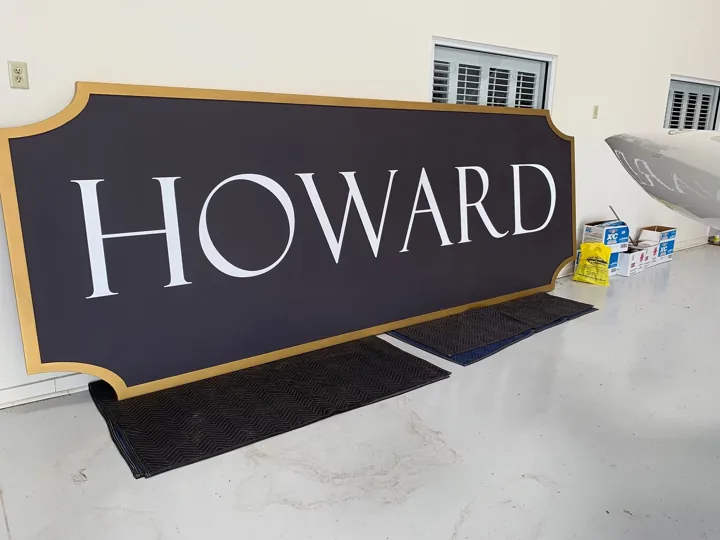 Howard Custom Routed Sign Panel Gold Border custom wood-look sign