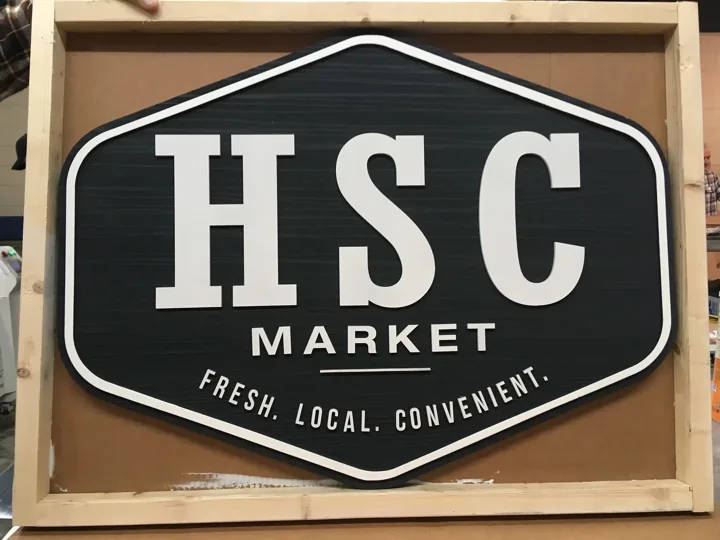 HSC Market custom wood-look sign