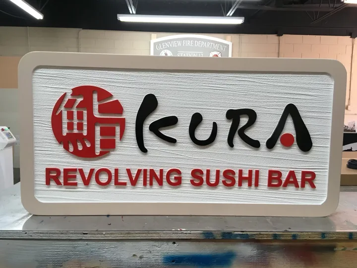 Kura Revolving Sushi Bar custom wood-look sign