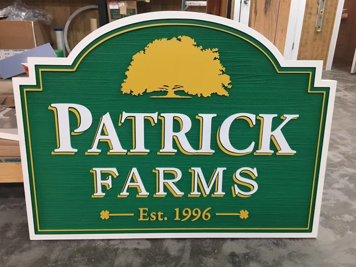 Patrick Farms Community custom wood-look sign