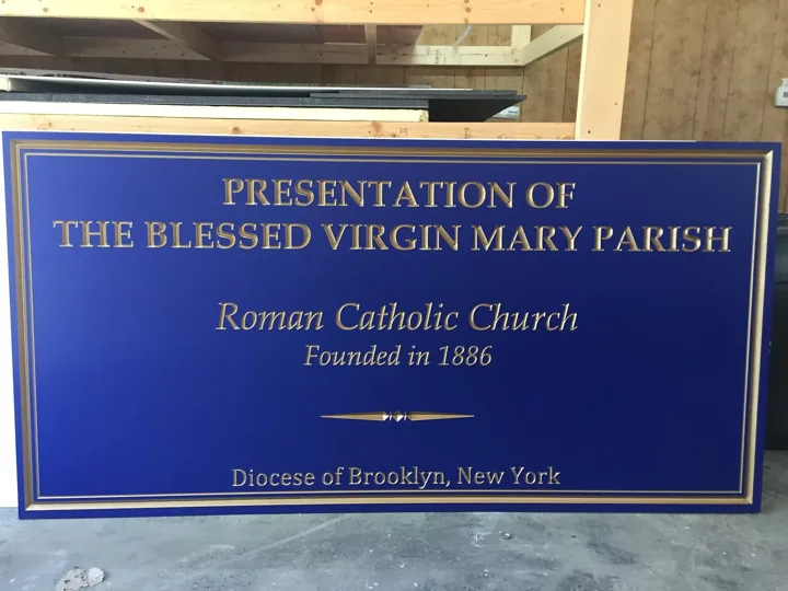 Presentation Blessed Virgin Mary Parish Plaque custom wood-look sign