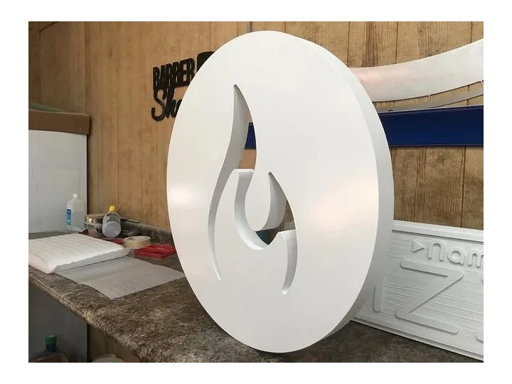 Round Dimensional Logo Component Production custom wood-look sign