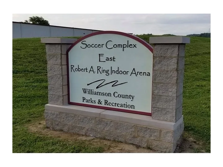 Soccer Complex East custom wood-look sign