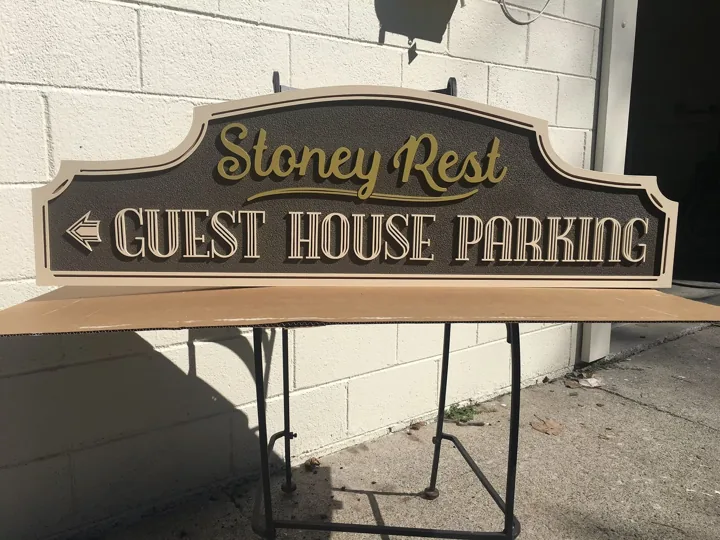 Stoney Rest Guest House Parking custom wood-look sign