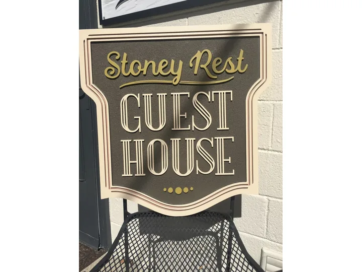 Stoney Rest Guest House custom wood-look sign
