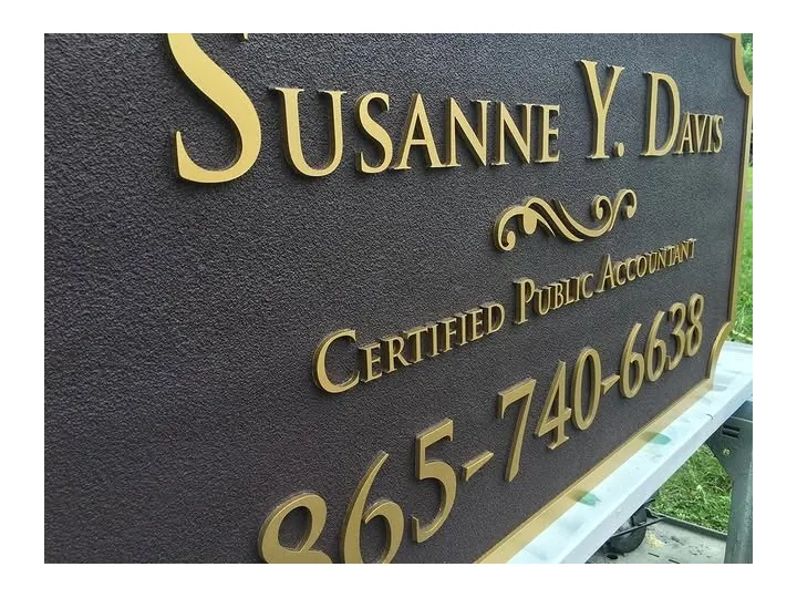 Susanne Davis Accountant Black Gold custom wood-look sign