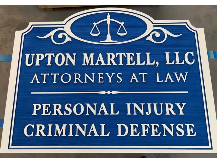 Upton Martell Attorneys Dimensional Law Office custom wood-look sign