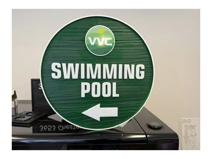 Vvc Swimming Pool custom wood-look sign