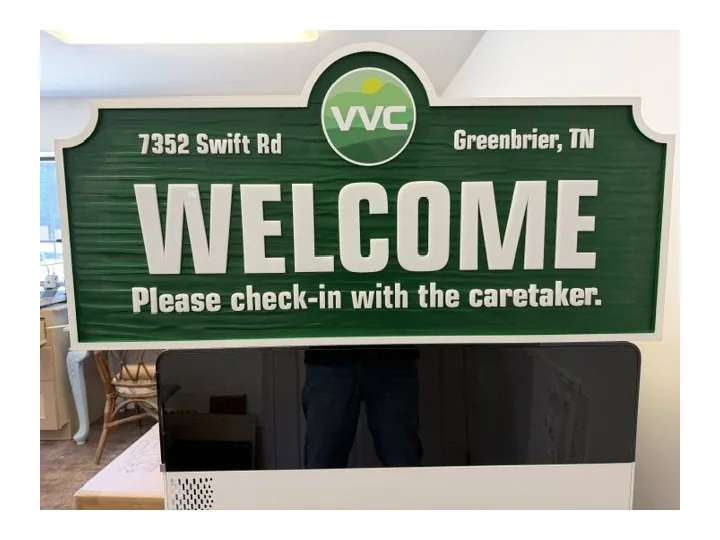 Vvc Welcome Check In custom wood-look sign